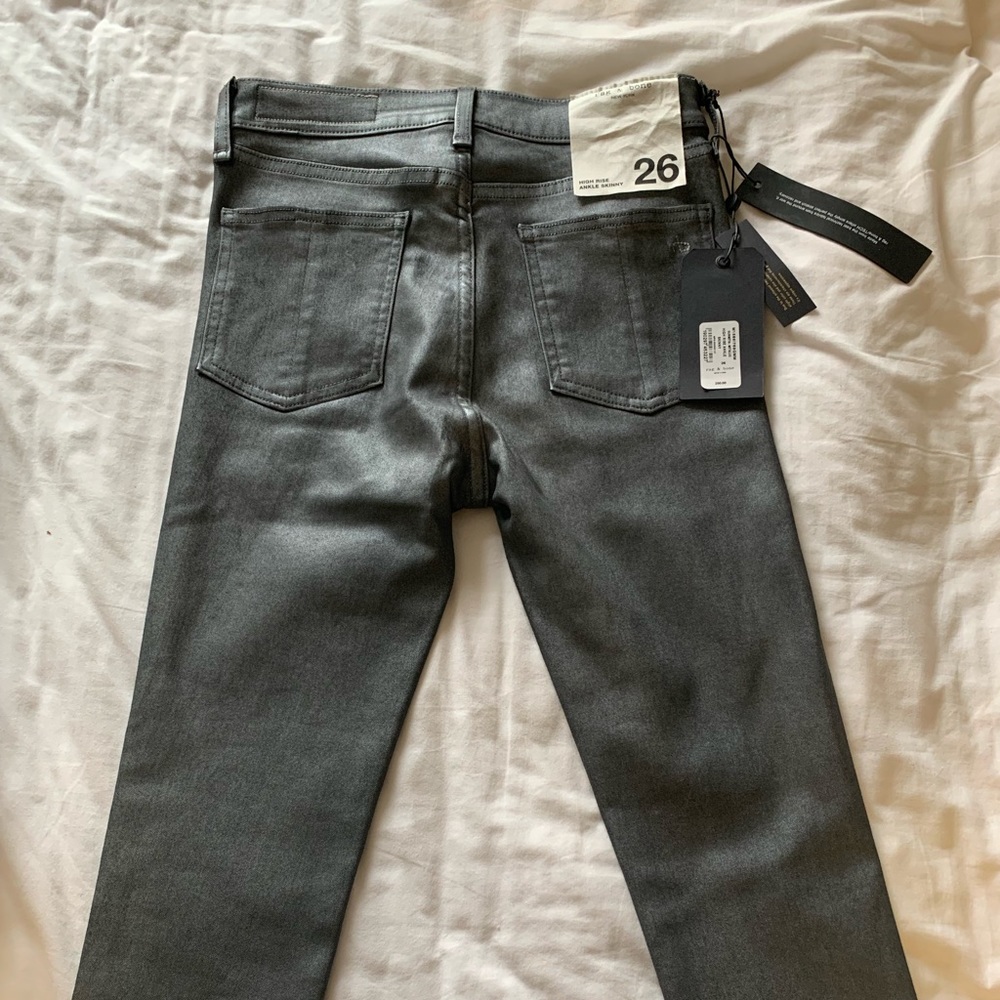Rag & Bone Metallic Coated Jeans - Gunmetal